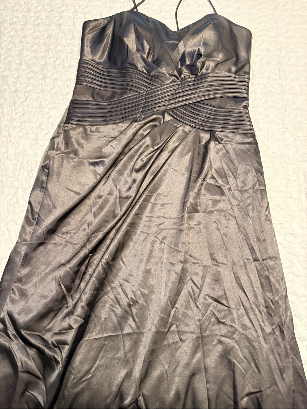 Strapless Satin Evening Dress in Black
